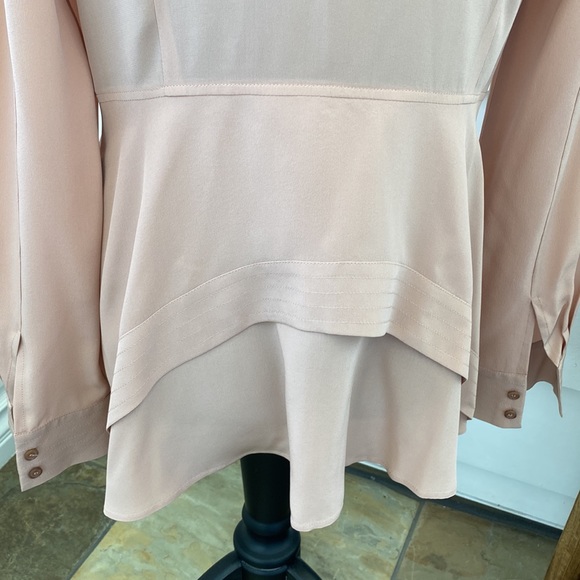 Blush Pink Nude Philosophy Blouse with Bib Front & Double Hem Top Stitch Back - Picture 7 of 10